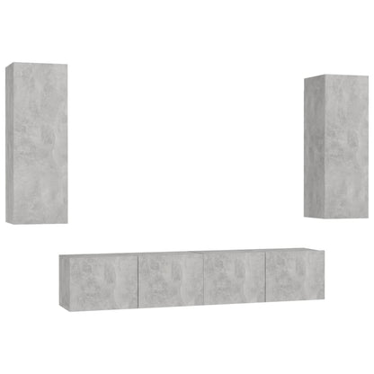 4 Piece TV Cabinet Set Concrete Grey Engineered Wood