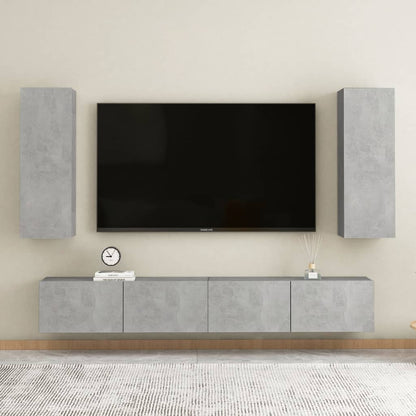 4 Piece TV Cabinet Set Concrete Grey Engineered Wood