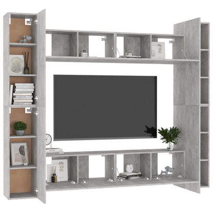 8 Piece TV Cabinet Set Concrete Grey Engineered Wood