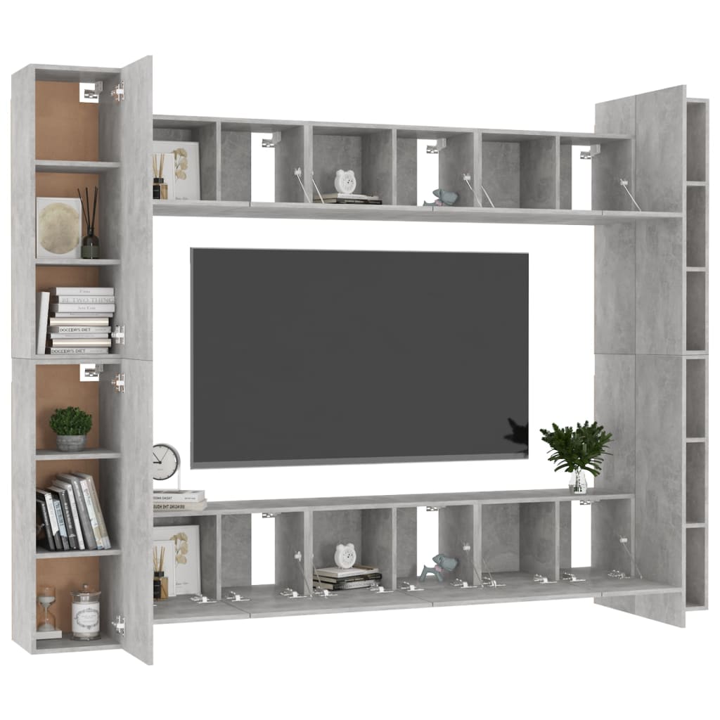 10 Piece TV Cabinet Set Concrete Grey Engineered Wood