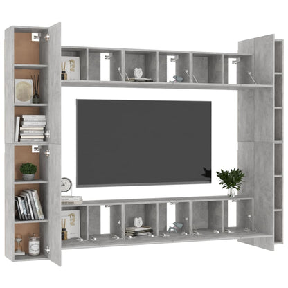 10 Piece TV Cabinet Set Concrete Grey Engineered Wood