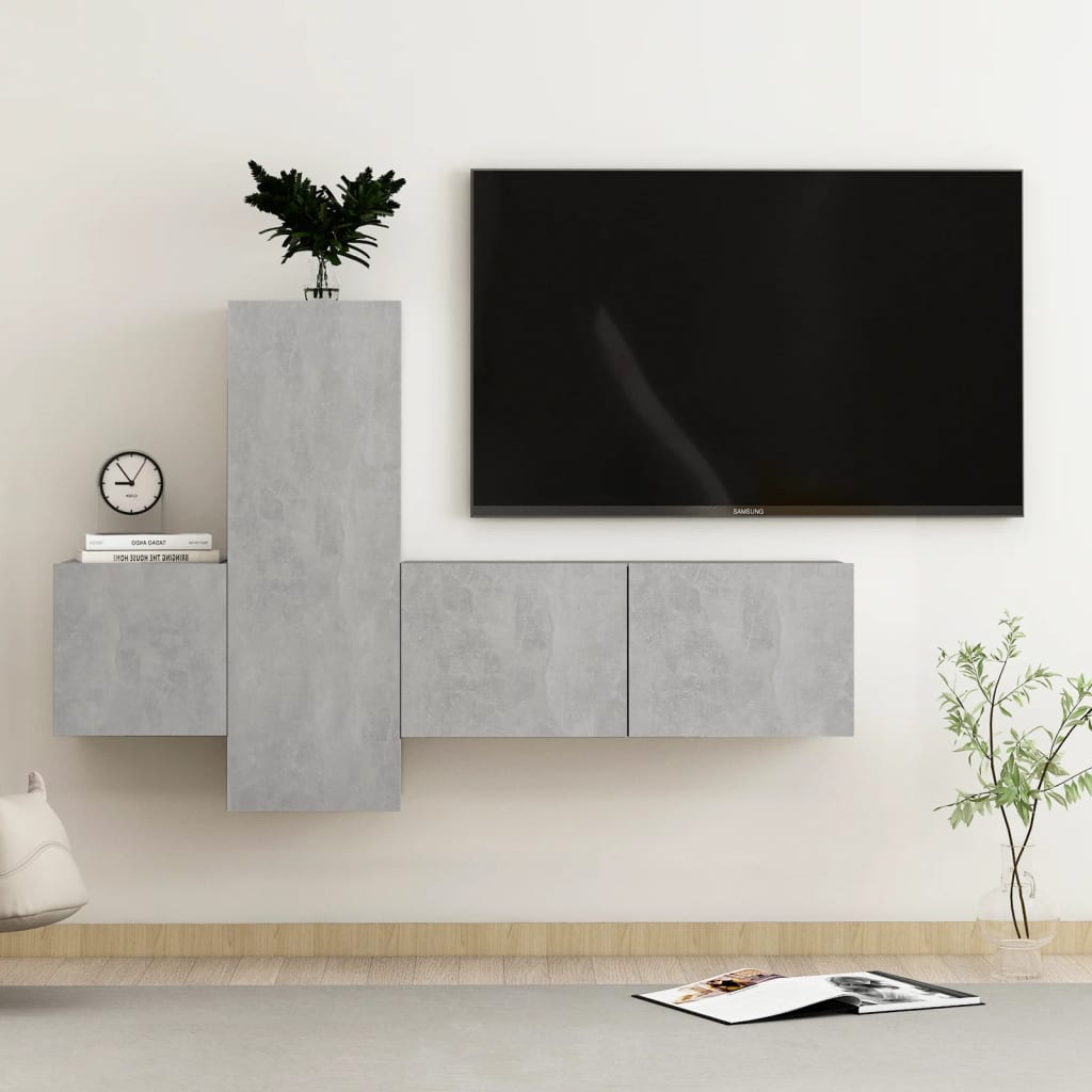 3 Piece TV Cabinet Set Concrete Grey Engineered Wood