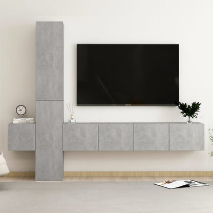 5 Piece TV Cabinet Set Concrete Grey Engineered Wood