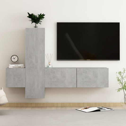 3 Piece TV Cabinet Set Concrete Grey Engineered Wood