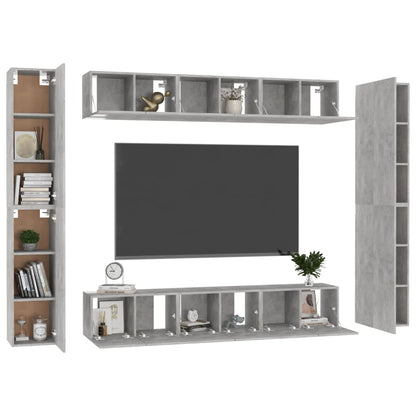 10 Piece TV Cabinet Set Concrete Grey Engineered Wood