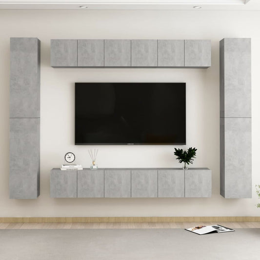 10 Piece TV Cabinet Set Concrete Grey Engineered Wood