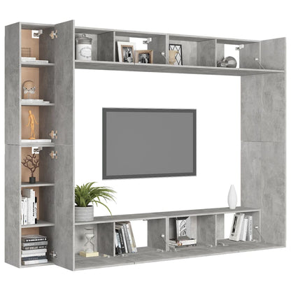 8 Piece TV Cabinet Set Concrete Grey Engineered Wood