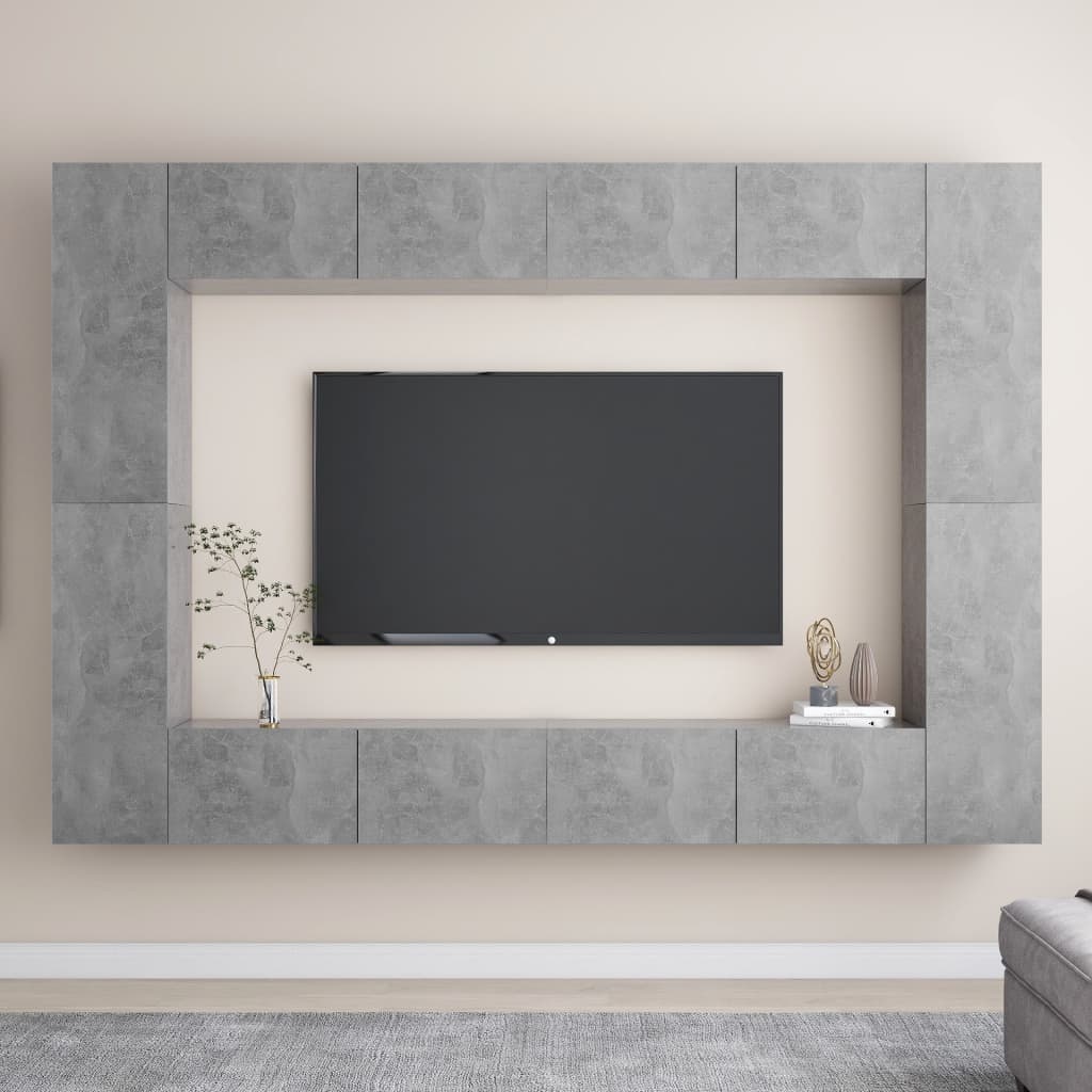 8 Piece TV Cabinet Set Concrete Grey Engineered Wood