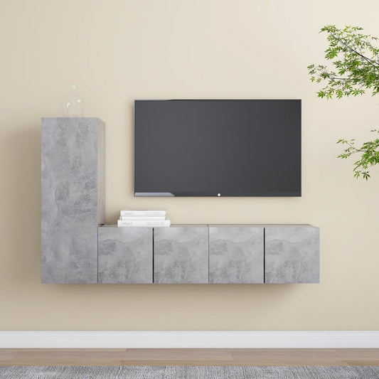 3 Piece TV Cabinet Set Concrete Grey Engineered Wood