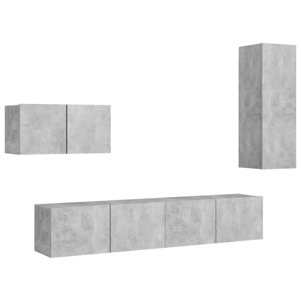 4 Piece TV Cabinet Set Concrete Grey Engineered Wood