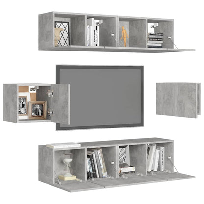 6 Piece TV Cabinet Set Concrete Grey Engineered Wood