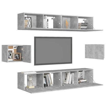 6 Piece TV Cabinet Set Concrete Grey Engineered Wood