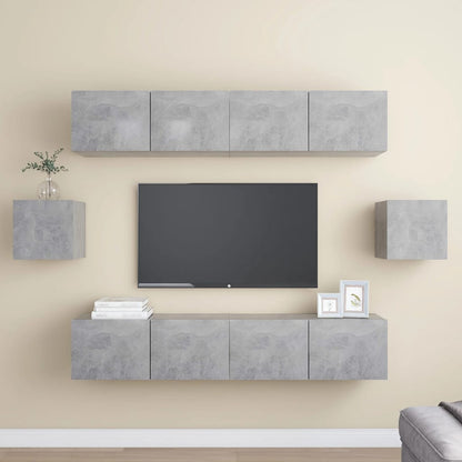 6 Piece TV Cabinet Set Concrete Grey Engineered Wood