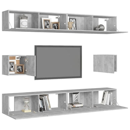 6 Piece TV Cabinet Set Concrete Grey Engineered Wood