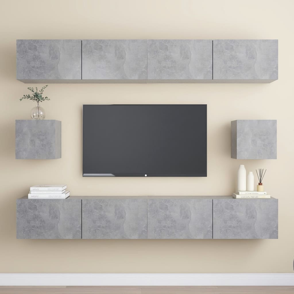 6 Piece TV Cabinet Set Concrete Grey Engineered Wood