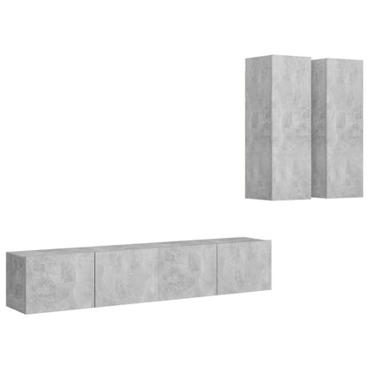 4 Piece TV Cabinet Set Concrete Grey Engineered Wood