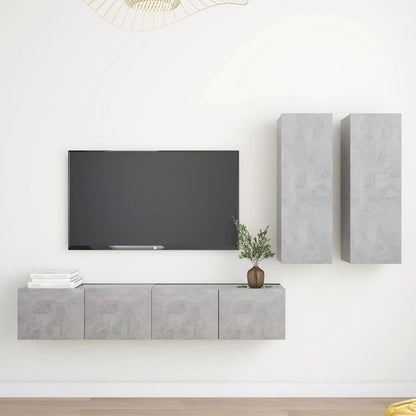 4 Piece TV Cabinet Set Concrete Grey Engineered Wood