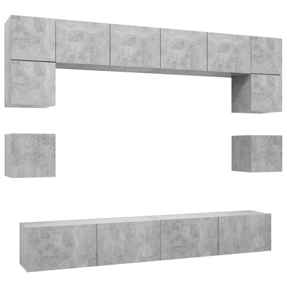 8 Piece TV Cabinet Set Concrete Grey Engineered Wood