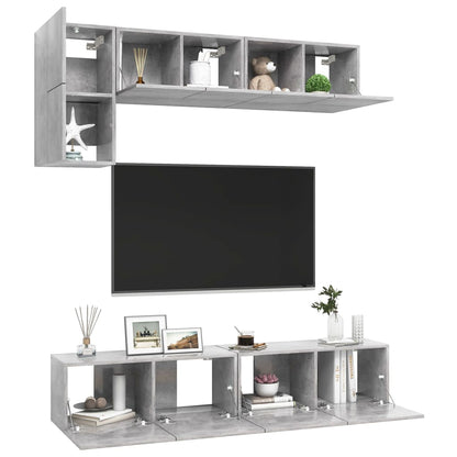 5 Piece TV Cabinet Set Concrete Grey Engineered Wood