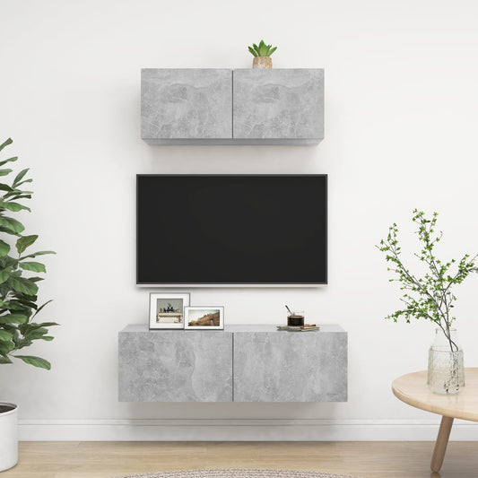 2 Piece TV Cabinet Set Concrete Grey Engineered Wood