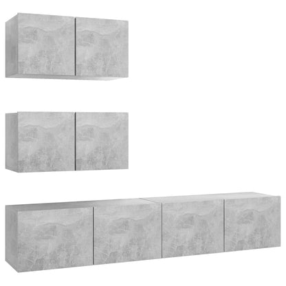 4 Piece TV Cabinet Set Concrete Grey Engineered Wood