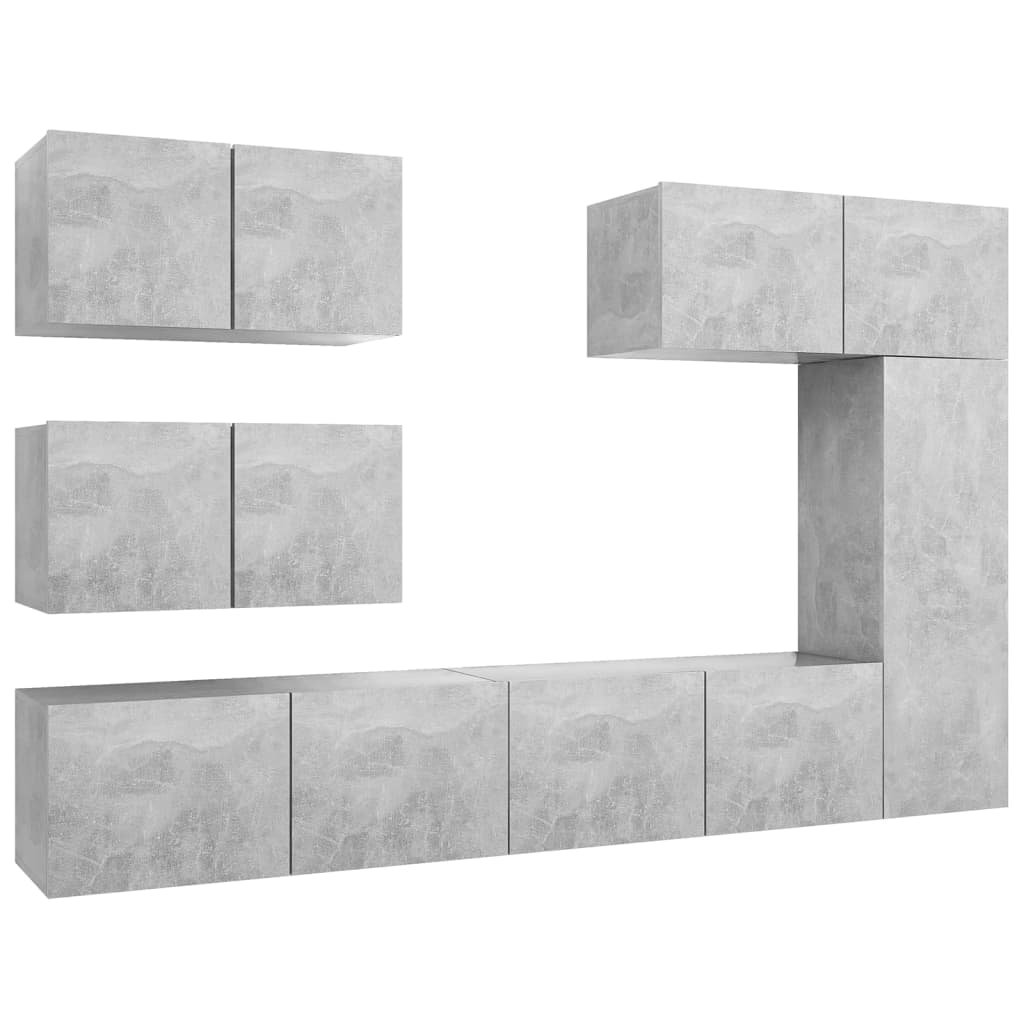 6 Piece TV Cabinet Set Concrete Grey Engineered Wood