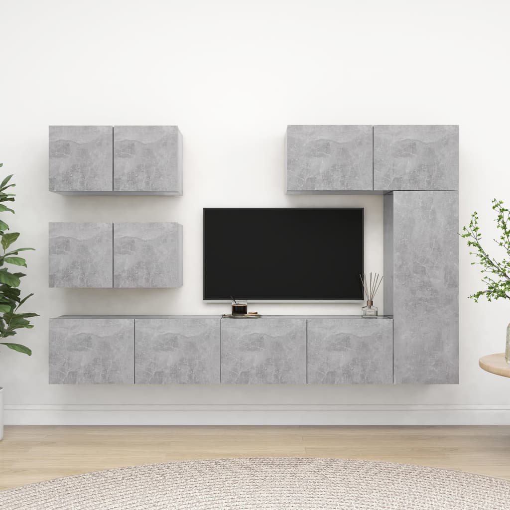 6 Piece TV Cabinet Set Concrete Grey Engineered Wood