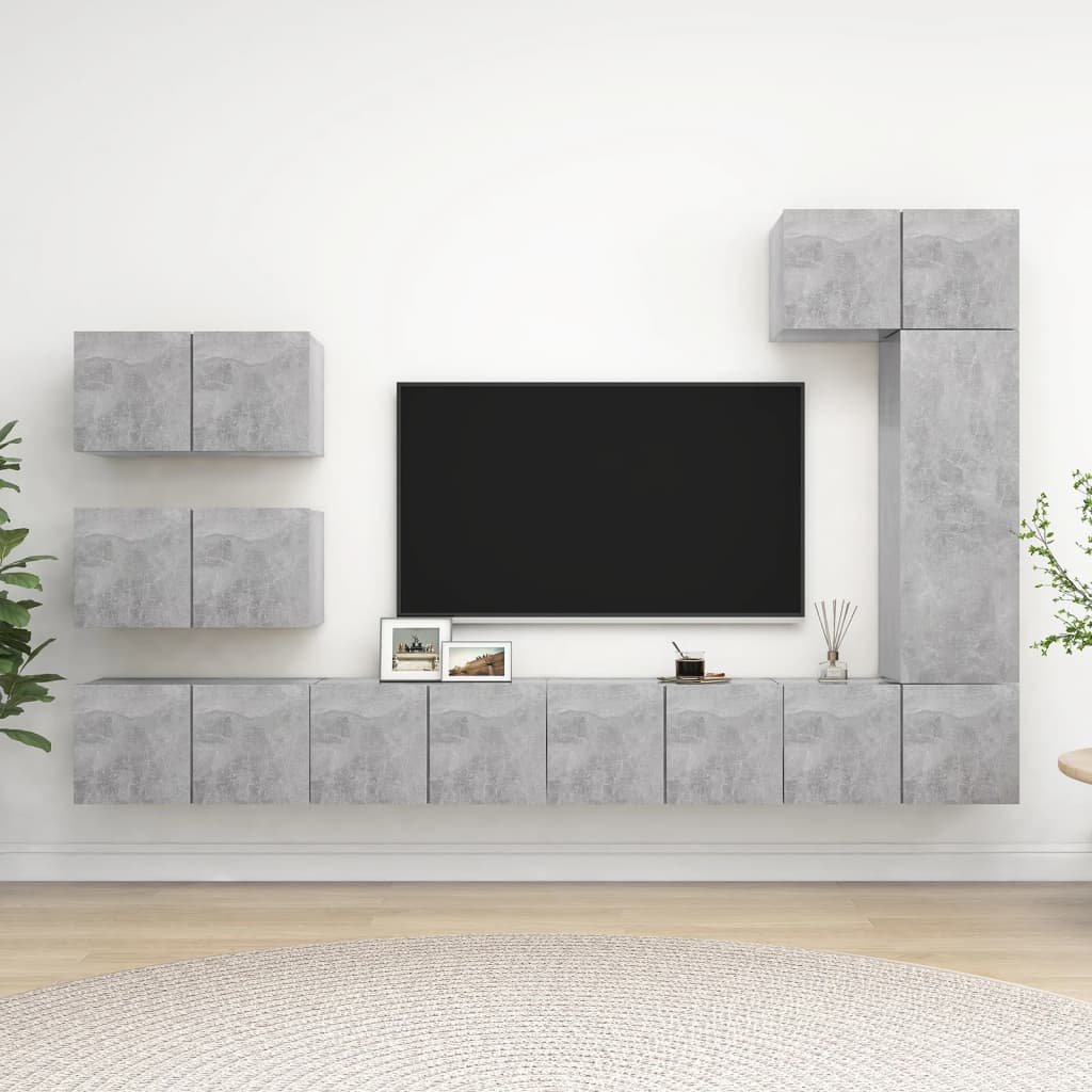 8 Piece TV Cabinet Set Concrete Grey Engineered Wood