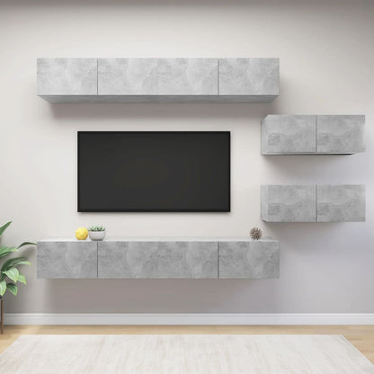 6 Piece TV Cabinet Set Concrete Grey Engineered Wood