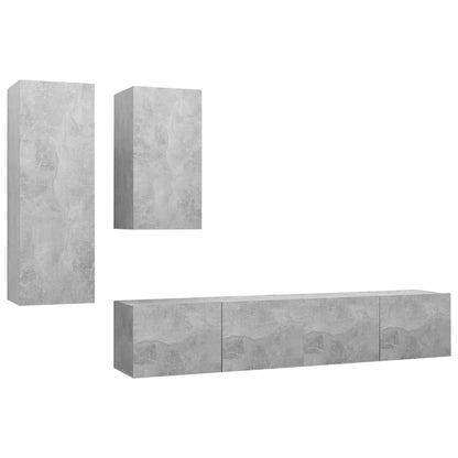 4 Piece TV Cabinet Set Concrete Grey Engineered Wood