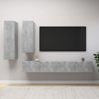 4 Piece TV Cabinet Set Concrete Grey Engineered Wood