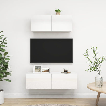 2 Piece TV Cabinet Set High Gloss White Engineered Wood