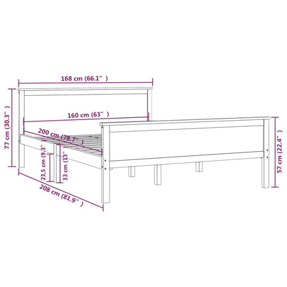 Bed Frame without Mattress Solid Wood Pine 160x200 cm