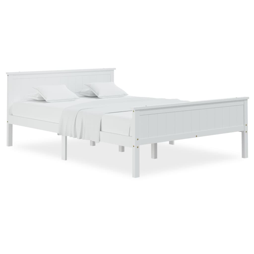 Bed Frame without Mattress White Solid Wood Pine 160x200 cm