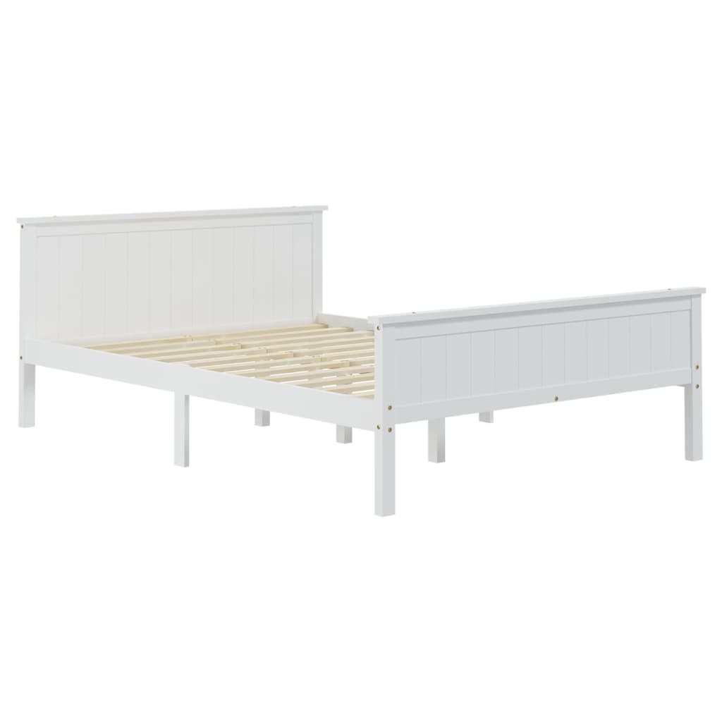 Bed Frame without Mattress White Solid Wood Pine 160x200 cm