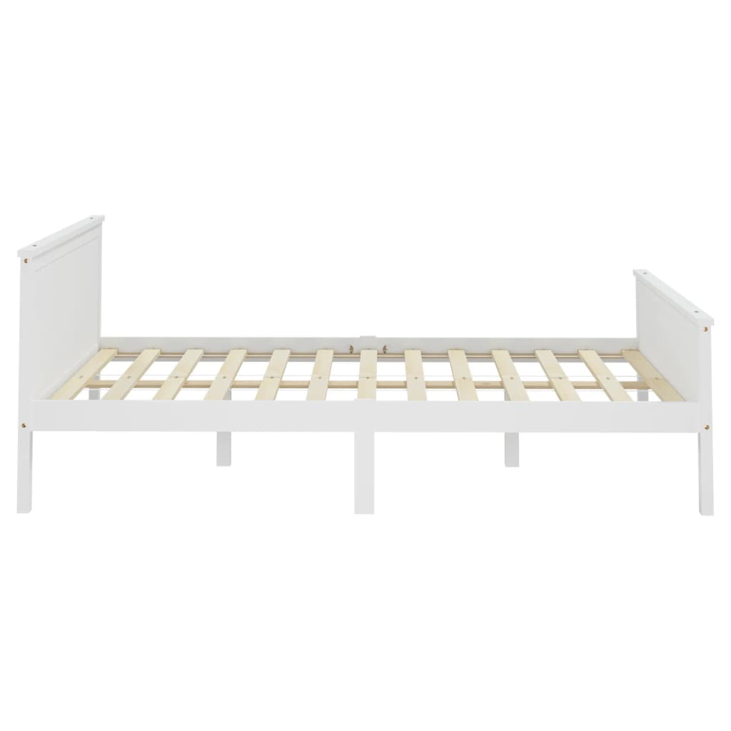 Bed Frame without Mattress White Solid Wood Pine 160x200 cm