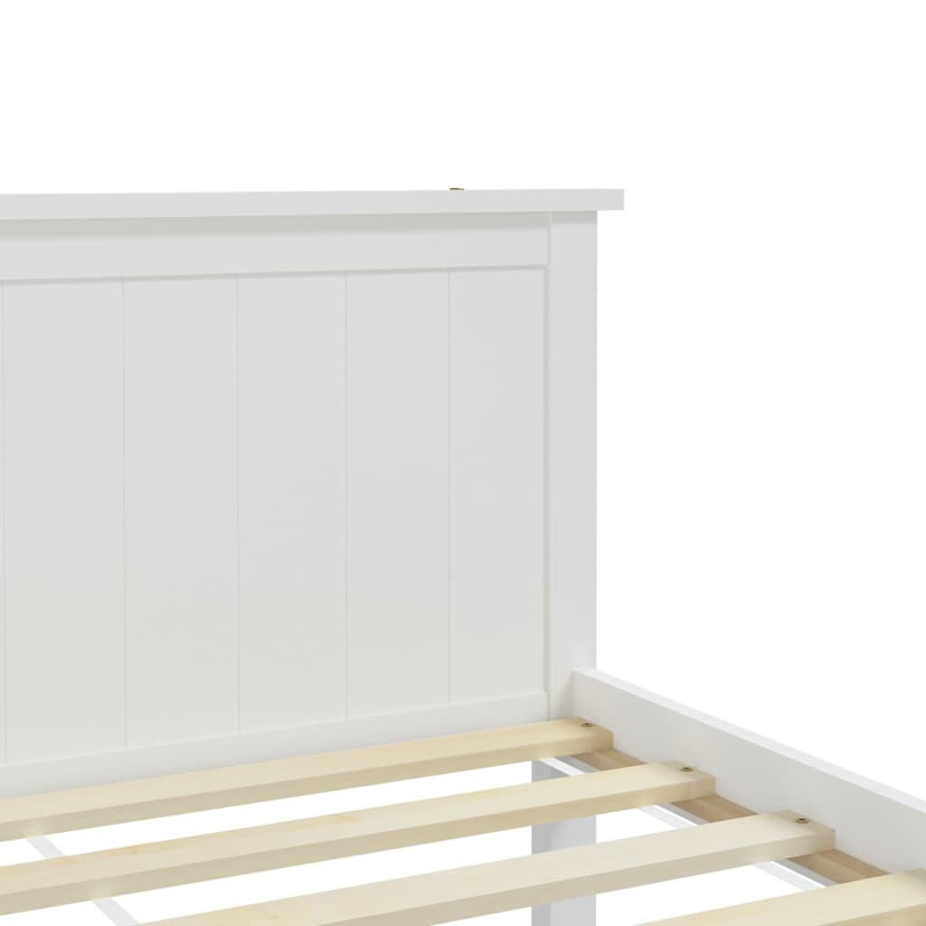 Bed Frame without Mattress White Solid Wood Pine 160x200 cm