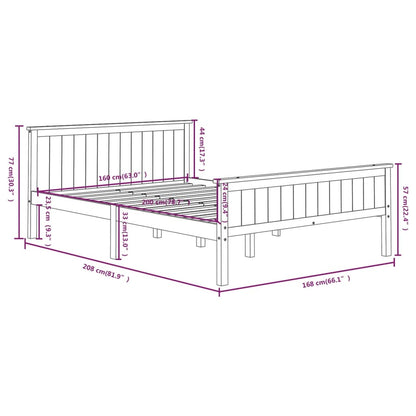 Bed Frame without Mattress White Solid Wood Pine 160x200 cm