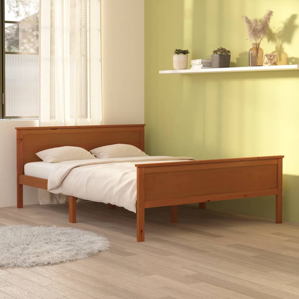 Bed Frame without Mattress Honey Brown Solid Wood Pine 140x200 cm