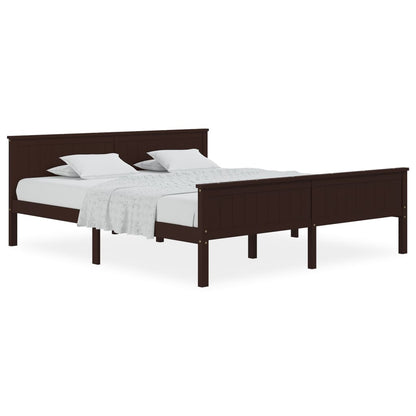 Bed Frame without Mattress Dark Brown Solid Wood Pine 180x200 cm Super King