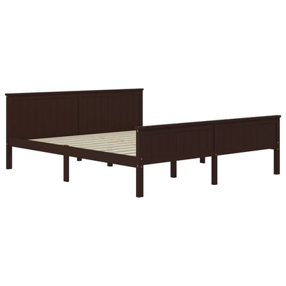 Bed Frame without Mattress Dark Brown Solid Wood Pine 180x200 cm Super King