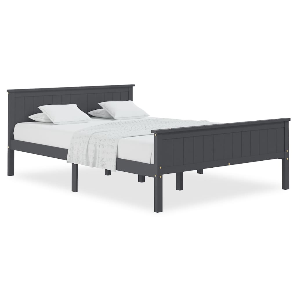 Bed Frame without Mattress Grey Solid Wood Pine 160x200 cm