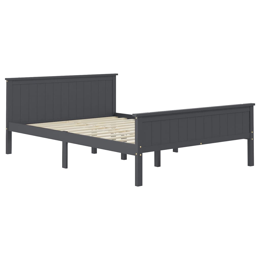 Bed Frame without Mattress Grey Solid Wood Pine 160x200 cm