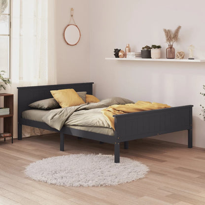 Bed Frame without Mattress Grey Solid Wood Pine 160x200 cm