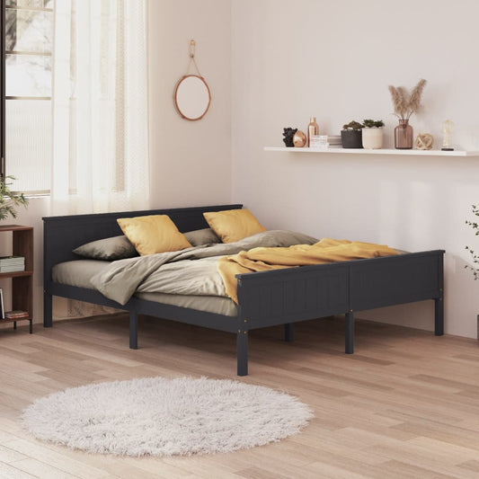 Bed Frame without Mattress Grey Solid Wood Pine 180x200 cm Super King