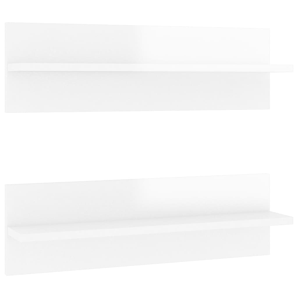 Wall Shelf 2 pcs High Gloss White 60x11.5x18cm Engineered Wood