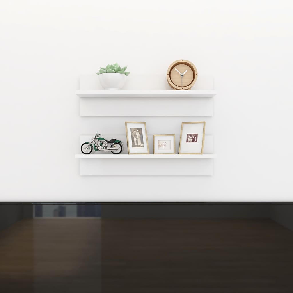 Wall Shelf 2 pcs High Gloss White 60x11.5x18cm Engineered Wood