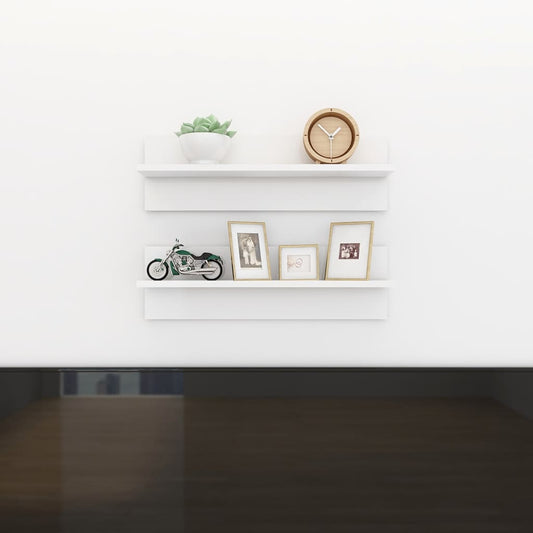 Wall Shelf 2 pcs High Gloss White 60x11.5x18cm Engineered Wood