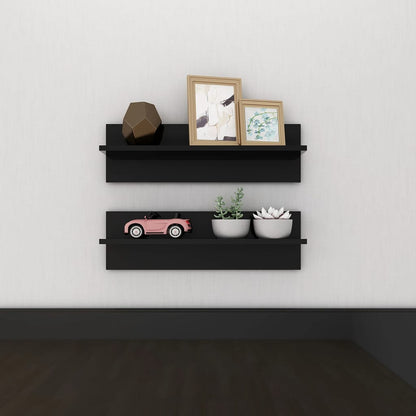 Wall Shelf 2 pcs High Gloss Black 60x11.5x18cm Engineered Wood