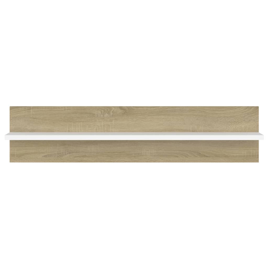 Wall Shelf 2 pcs White and Sonoma Oak 80x11.5x18 cm Engineered Wood